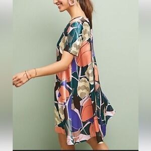 Anthropologie Corey Lynn Calter V-Neck Tunic Dress Colorful Size M NWT‎